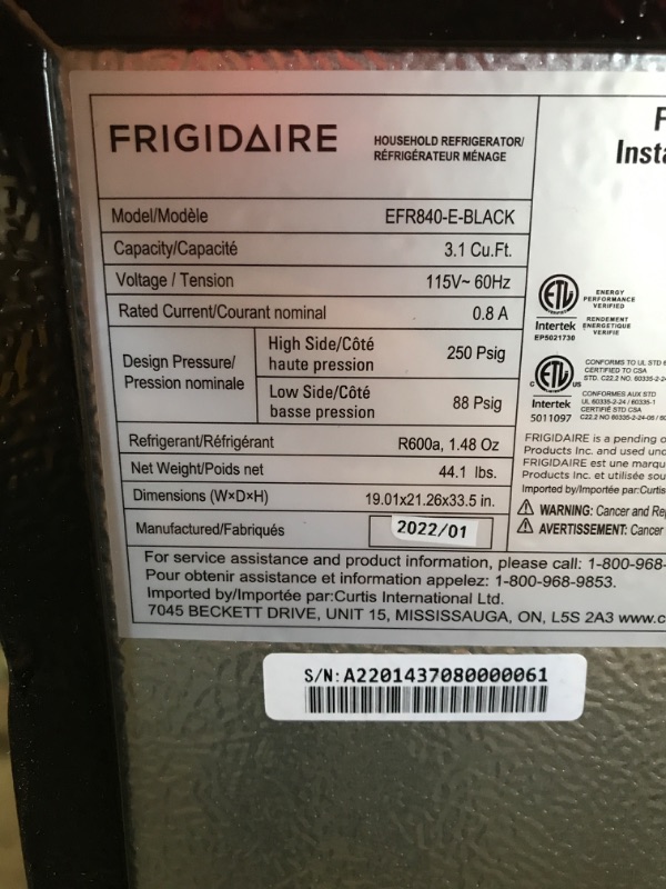 Photo 6 of Frigidaire Retro 3.2 Cu Ft Two Door Compact Refrigerator with Freezer Black
