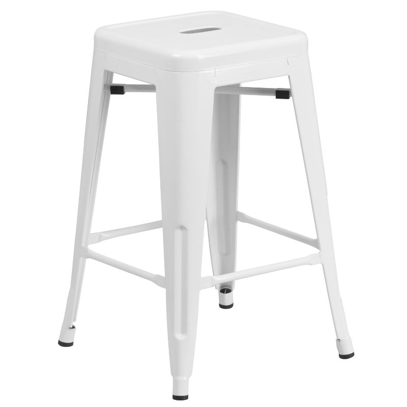 Photo 1 of 24 in. White Bar Stool
