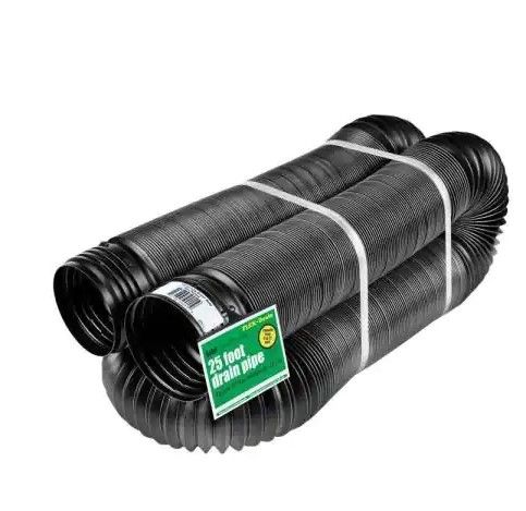 Photo 1 of SET OF 2, Amerimax Home Products FLEX-Drain 4 in. x 25 ft. Copolymer Solid Drain Pipe