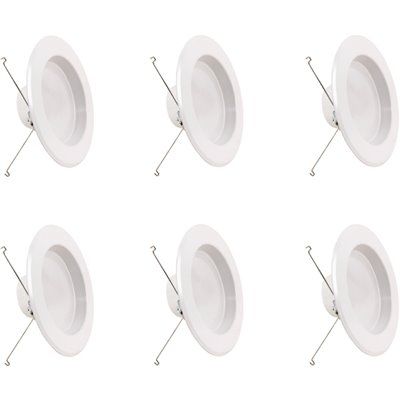 Photo 1 of 6 in. White Integrated LED Recessed Trim (6-Pack), 2700K Soft White