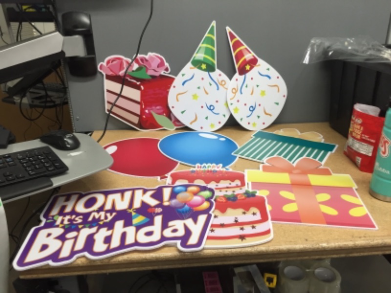 Photo 2 of CiniQy 9 PCS Happy Birthday Yard Sign with Stakes,16"