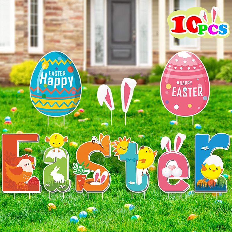 Photo 1 of 10 PCS HAPPY EASTER YARD DECOR YOYOJOY