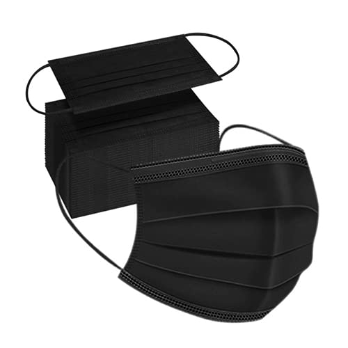 Photo 1 of 200pcs Adult Black Disposable Face Masks 3 Layer Non-Woven Masks with Soft Elastic Earloop
