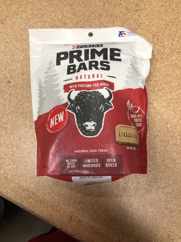 Photo 2 of ***non-refundable***
best by6/22
Purina Prime Bones Purina Prime Bars Natural Baked Dog Biscuits, with Pasture Fed Bison - (6) 16 oz. Pouches,