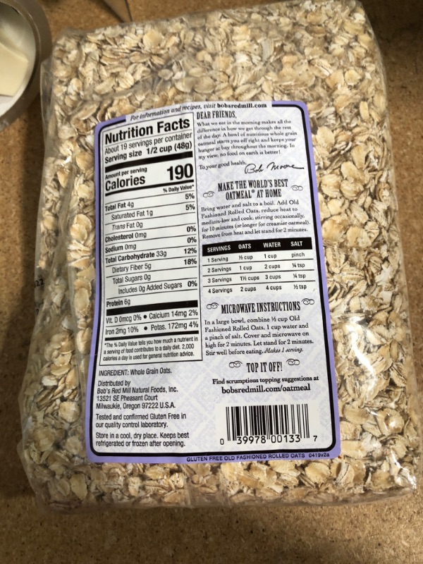 Photo 3 of **EXPIRES JULY22/2022**Bob's Red Mill Gluten Free Old Fashion Rolled Oats, 32 Ounce
