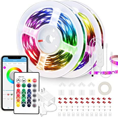 Photo 1 of 65.6ft LED Strip Lights Ultra-Long LED Lights Strip Music Sync App Control with Remote, 600LEDs RGB LED Lights for Bedroom, DIY Color Options LED Tape Lights for Bedroom Ceiling Under The Cabinet
