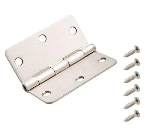 Photo 1 of 3-1/2 in. x 1/4 in. Radius Satin Nickel Door Hinge SET OF 20 