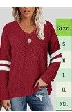 Photo 1 of Cnkwei Womens Long Sleeve Knitted Fuzzy Sweaters V-Neck Casual Jumper Pullover Tops Red Size X-Large 
