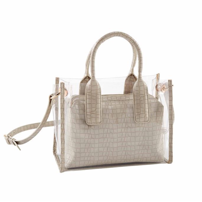 Photo 1 of Clear Purse in Taupe Crocodile, Gray
