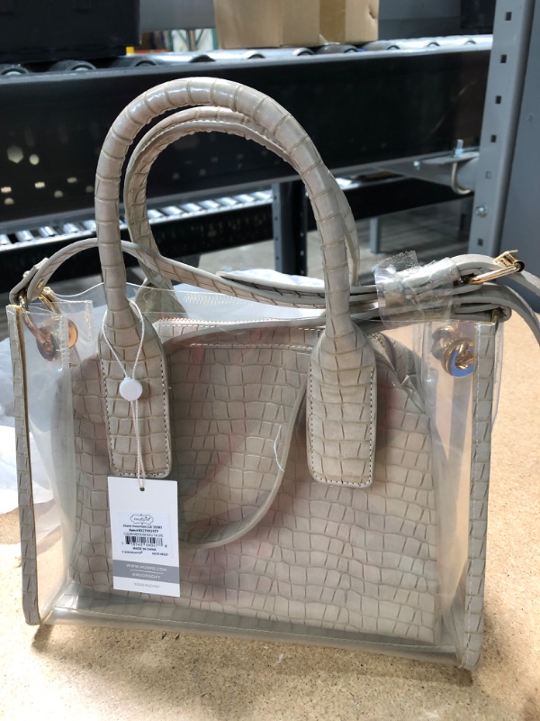 Photo 2 of Clear Purse in Taupe Crocodile, Gray
