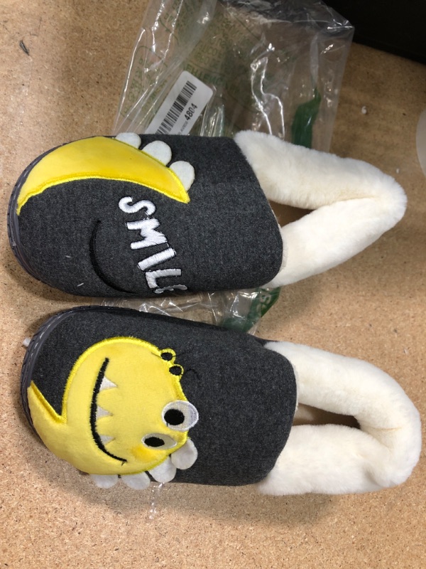 Photo 1 of Little Kids Dinosaur Cotton Knit House Slippers Warm Fur Cute Cartoon Plush Non-Slip Winter House Shoes- SIZE 3.5 