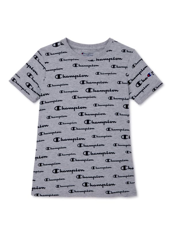 Photo 1 of Champion Boys Short Sleeve All Over Print Script Athletic Graphic T-Shirt, Sizes 8-20
