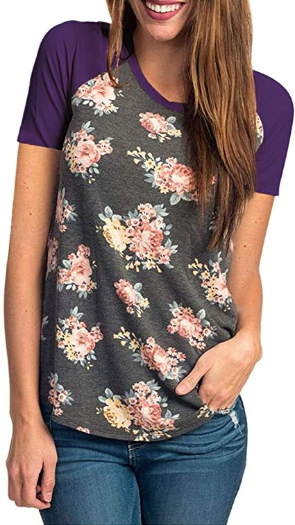 Photo 1 of CEASIKERY Women's Blouse Short Sleeve Floral Print T-Shirt Comfy Casual Tops for Women 002
medium