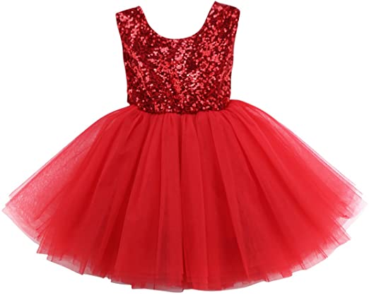 Photo 1 of Lamuusaa Toddler Kid Baby Girls Valentine's Day Outfit Sleeveless Sequin Tutu Dress Hollow Bowknot Princess Dress 9months
