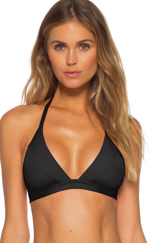 Photo 1 of Becca Swimwear Fine Line Lara Halter Bikini Top with Fixed Band, Adjustable Tie Neck & Back, Rib Texture
LARGE