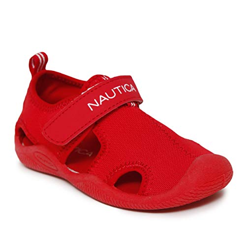 Photo 1 of Nautica Kids Protective Water Shoe,Closed-Toe Sport Sandal for Boys and Girls-Kettle Gulf-Red Small Mesh Size-8
