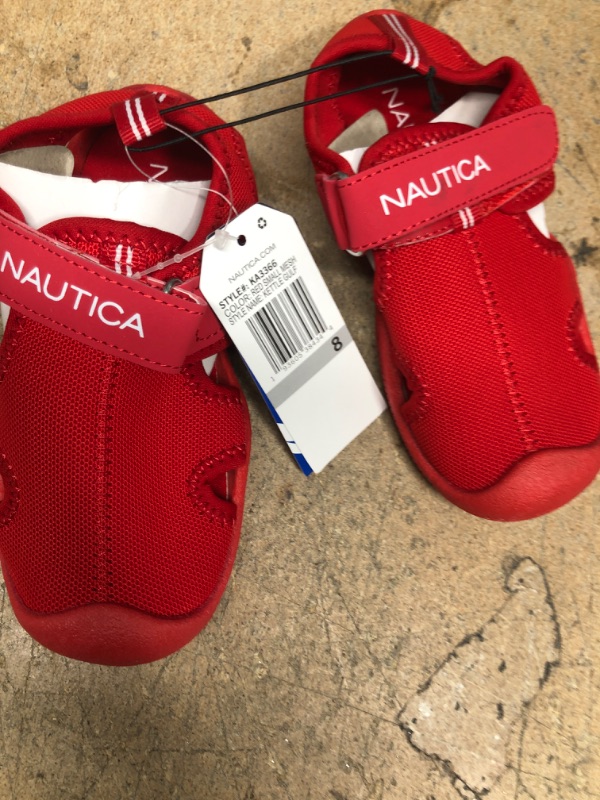 Photo 2 of Nautica Kids Protective Water Shoe,Closed-Toe Sport Sandal for Boys and Girls-Kettle Gulf-Red Small Mesh Size-8
