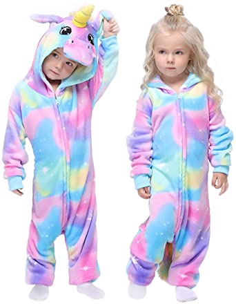 Photo 1 of Colorful Unicorn Onesie Pajamas Animal Costume Halloween Cosplay Unisex Xmas Gifts for Kids
