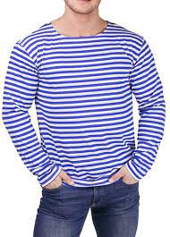 Photo 1 of Svitanak Military Army Long Sleeve T-Shirt Blue White Sailor's Striped Light Summer - xs