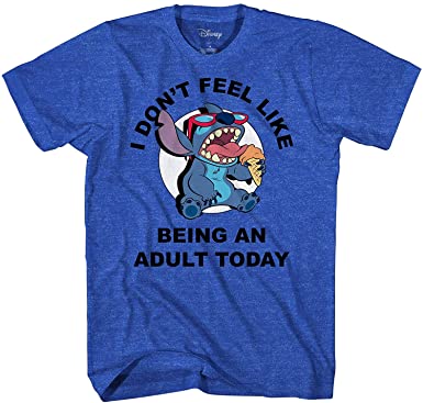 Photo 1 of Disney Lilo and Stitch Don't Feel Like Being an Adult Tee Funny Humor Disneyland Graphic Adult T-Shirt- medium 
