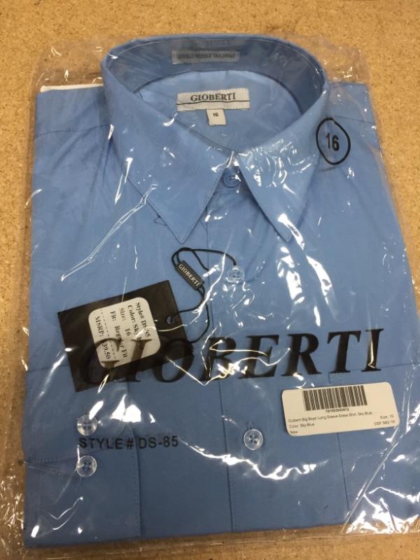 Photo 2 of Gioberti Boys Long Sleeve Solid Dress Shirt- size: 16 
