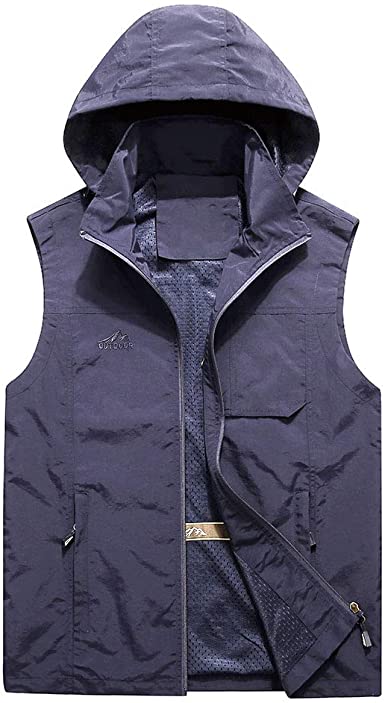 Photo 1 of Duyang Men's Outdoor Hooded Multi-Pocket Safari Photo Fishing Travel Work Vest- 3XL
