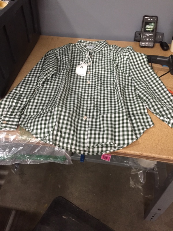 Photo 2 of CAMIXA Women's Gingham Shirt Checkered Casual Long Sleeve Button Down Plaid Top
size L
GREEN AND WHITE
