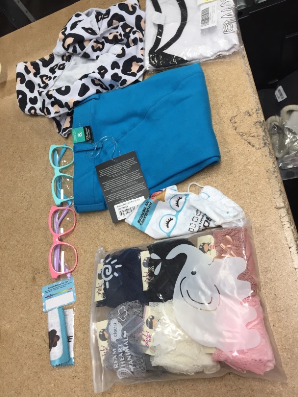 Photo 1 of **NO REFUNDS/RETURNS** Bundle of Assorted Little girls' clothes socks, pants size 8, Full bikini size 8-9 
