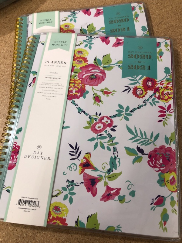 Photo 2 of ** Sets of 2**
Day Designer for Blue Sky 2020-2021 Academic Year Weekly & Monthly Planner, Flexible Cover, Twin-Wire Binding, 8.5" x 11", Peyton White
