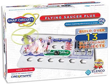 Photo 1 of Snap Circuits Electronics Flying Saucer Plus Mini Kit | Build UFO Launcher with Snap-Together Electronic Components | 10 Projects | Electronics Exploration Kit | Great STEM Product
