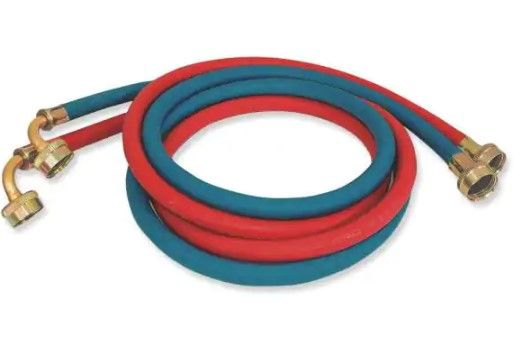 Photo 1 of 4 ft. Universal Rubber Washing Machine Hose with Elbow (2-Pack)
