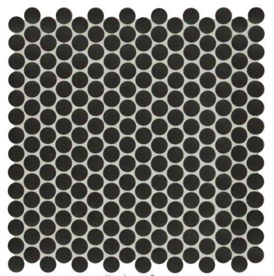 Photo 1 of ** sets of 3**
Penny Round Nero 11.3 in. x 12.2 in. x 6 mm Glossy Porcelain Mosaic Tile (14.4 sq. ft. / case)
