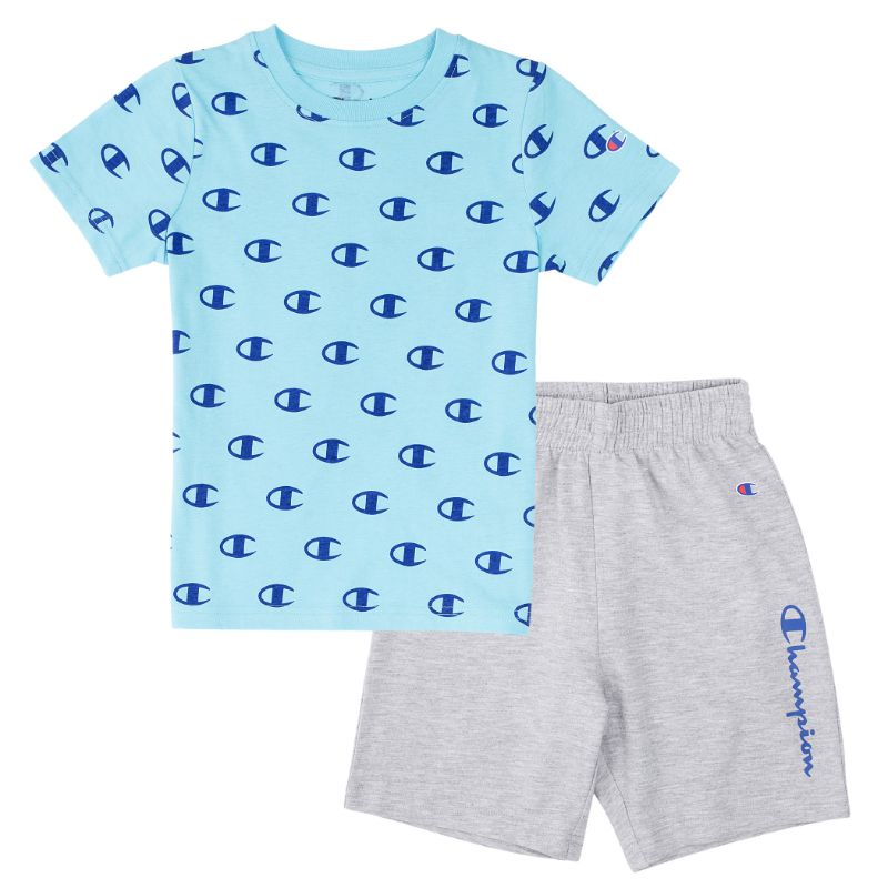 Photo 1 of Champion Boys Logo Print Short Sleeve T-Shirt and French Terry Shorts 2-Piece Athletic Set, Sizes 2T-7
size: 5