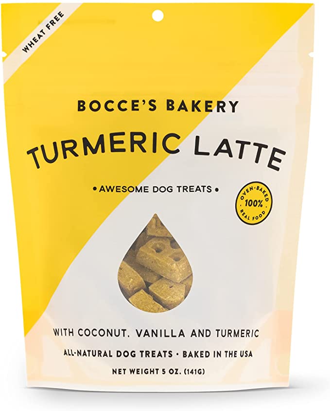 Photo 1 of ** EXP:APR 23 2023**  ** NON-REFUNDABLE**  ** SOLD AS IS**
** SETS OF 4**
Bocce's Bakery Oven Baked Turmeric Latte Treats for Dogs, Wheat-Free Everyday Dog Treats, Made with Real Ingredients, Baked in The USA, All-Natural Biscuits, Coconut, Vanilla, & Tur