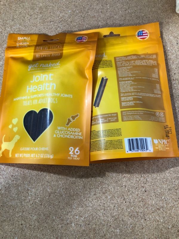 Photo 1 of ** EXP: 18 JULY 22**   ** NON-REFUNDABLE**  ** SOLD AS IS**
** SETS OF 2**
Get Naked Grain Free 1 Pouch 6.2 Oz Joint Health Dental Chew Sticks, Small