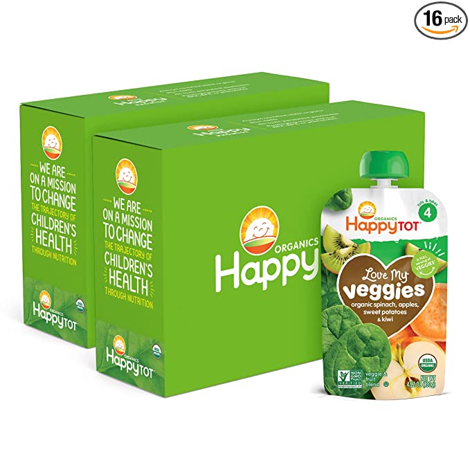 Photo 1 of ** EXP: 04 JAN 2023**  ** NON-REFUNDABLE **  ** SOLD AS IS**
Happy Tot Organics Love My Veggies Stage 4, Organics Spinach Apple Sweet Potato & Kiwi, 4.22 Ounce Pouch (Pack of 16) packaging may vary
