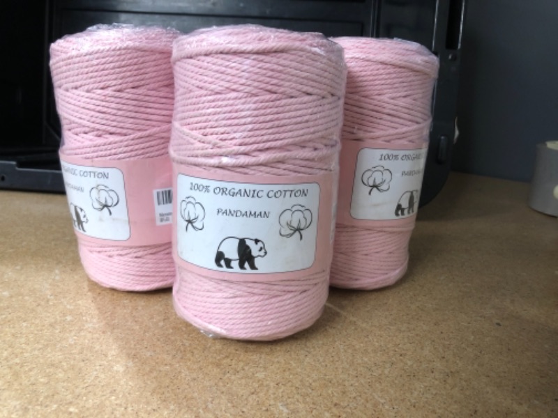 Photo 2 of ** SETS OF 3**
Macrame Cord 3mm, PANDAMAN 220 Yards (About 200m) Natural Cotton Soft Macrame Rope for Handmade Plant Hanger Wall Hanging Craft Making Bohemia Dream Catcher DIY Craft Knitting, Pink
