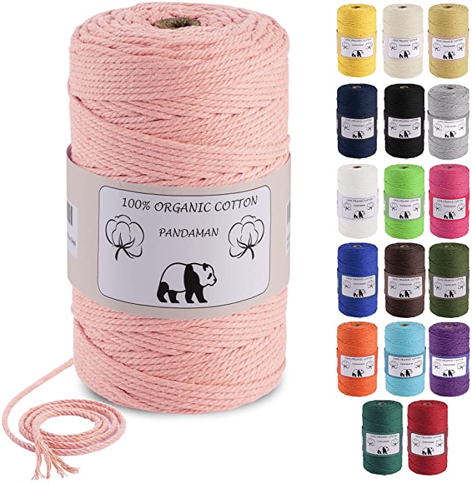 Photo 1 of ** SETS OF 3**
Macrame Cord 3mm, PANDAMAN 220 Yards (About 200m) Natural Cotton Soft Macrame Rope for Handmade Plant Hanger Wall Hanging Craft Making Bohemia Dream Catcher DIY Craft Knitting, Pink
