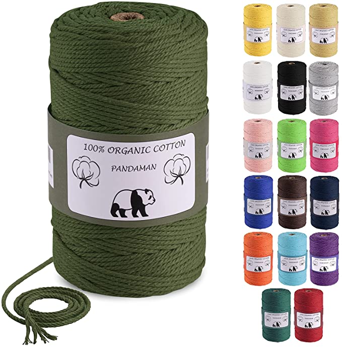 Photo 1 of ** SETS O F2**
Macrame Cord 3mm, PANDAMAN 220 Yards (About 200m) Natural Cotton Soft Macrame Rope for Handmade Plant Hanger Wall Hanging Craft Making Bohemia Dream Catcher DIY Craft Knitting, Army Green
