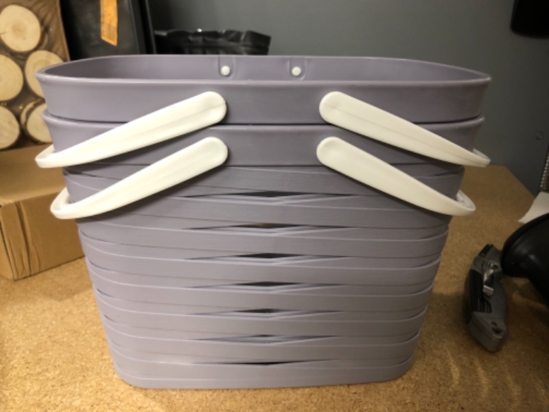 Photo 2 of ** SETS OF 2**
Plastic Storage Basket with Handles, Shower Caddy Tote Portable Storage Bins for Bathroom,Bedroom (Gray)
