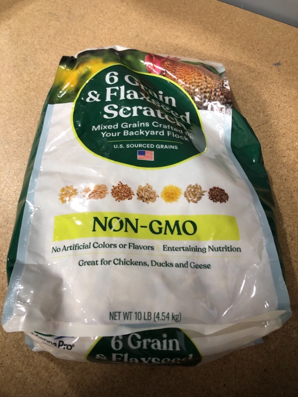 Photo 3 of ** 03/19**  *** NON-REFUNDABLE **  *** SOLD AS IS**
Manna Pro 6 Grain and Flaxseed Scratch | For Backyard Chickens |Non-GMO | Mixed Grains | No Artificial Flavors or Medications | 10 LB
