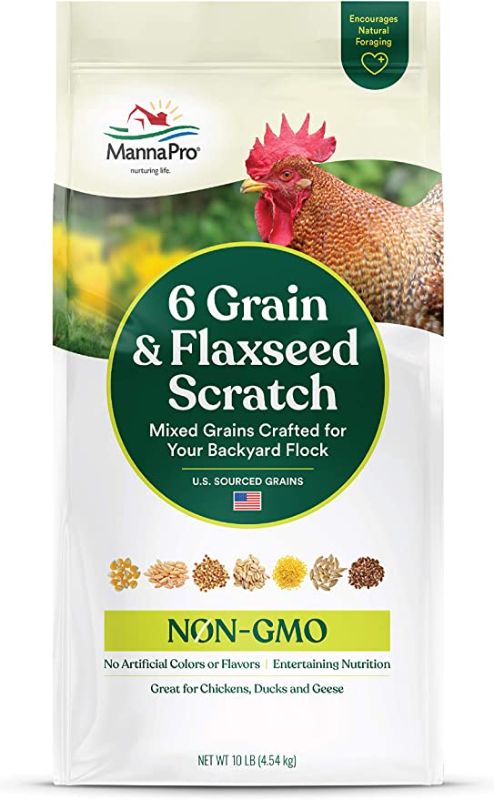 Photo 1 of ** 03/19**  *** NON-REFUNDABLE **  *** SOLD AS IS**
Manna Pro 6 Grain and Flaxseed Scratch | For Backyard Chickens |Non-GMO | Mixed Grains | No Artificial Flavors or Medications | 10 LB
