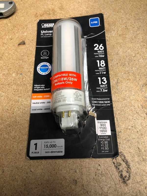 Photo 2 of 13W/18W/26W Equivalent PL Horizontal 4-Pin Universal Base G24Q/GX24Q-1/-2/-3 CCT Select(2700K/3500K/4100K)LED Light Bulb
