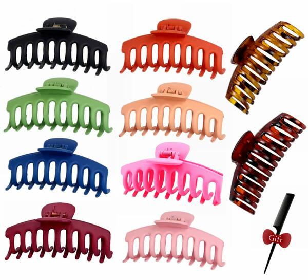 Photo 1 of ** SETS OF 2**
10pcs Big Hair Claw Clips, GetALift 2021 Upgraded Nonslip Matte Claw Clips for Women/Girls Strong Hold Thick Long Curly Hair with Fashion Accessories Hair Comb (10 colors/pack)
MISSING 1 COMB
