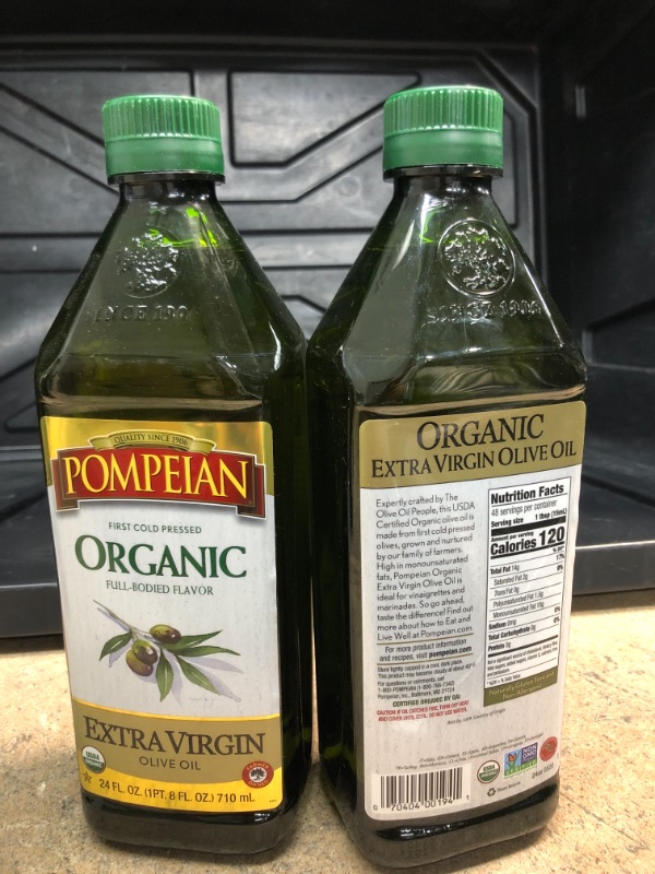 Photo 2 of ** EXP: 06/2022 ***  *** NON-REFUNDABLE  ***   ** SOLD AS IS**
** SETS OF 2**
Pompeian USDA Organic Robust Extra Virgin Olive Oil, First Cold Pressed, Full-Bodied Flavor, Perfect for Salad Dressings & Marinades, 24 FL. OZ.
