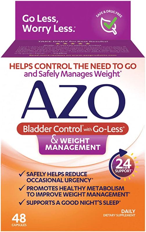 Photo 1 of ** EXP:06/23**  ** NON-REFUNDABLE**  ** SOLD AS IS**
AZO Bladder Control with Go-Less® & Weight Management Dietary Supplement | Helps Reduce Occasional Urgency* | Promotes Healthy Metabolism* | Supports a Good Night’s Sleep* | 48 Capsules