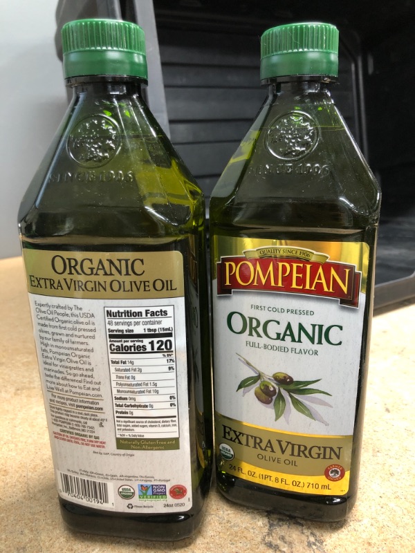 Photo 2 of ** EXP: 0712022**  *** NON-REFUNDABLE**  ** SOLD AS IS**  ** SETS OF 2**
Pompeian USDA Organic Robust Extra Virgin Olive Oil, First Cold Pressed, Full-Bodied Flavor, Perfect for Salad Dressings & Marinades, 24 FL. OZ.
