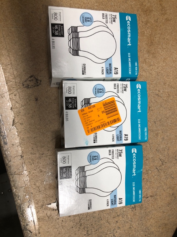 Photo 2 of * SETS OF 2**
53-Watt A19 Halogen Light Bulb (4-Pack)
** MISSING 1 LIGHT BULB**
