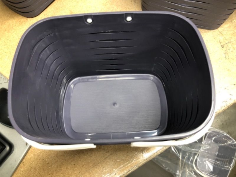 Photo 3 of ** SETS OF 2**
JiatuA Plastic Organizer Storage Basket with Handles, Woven Storage Bins for Bathroom, Kitchen, Closet, Bedroom (Black)