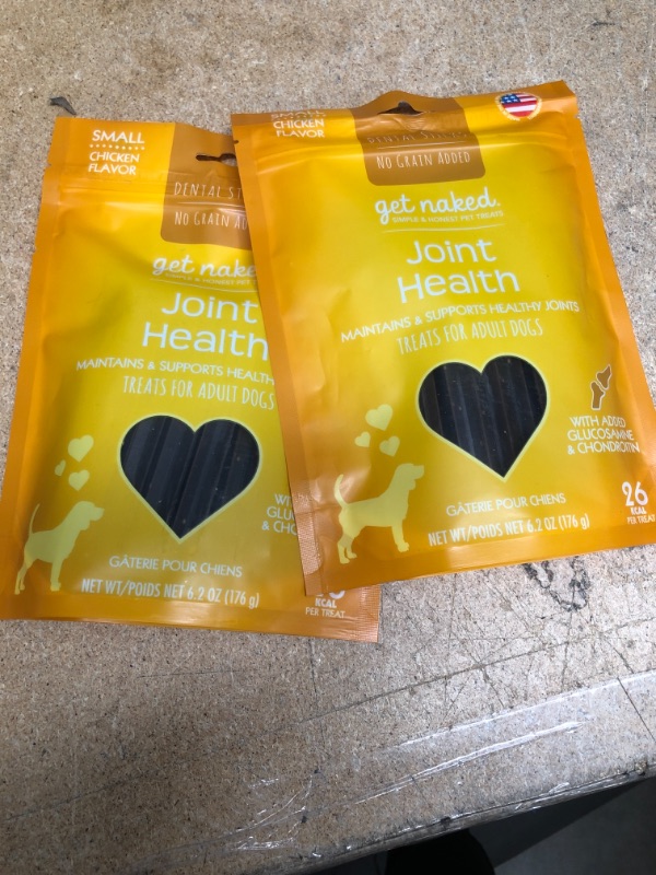 Photo 2 of ** EXP: 18 JUL 22**  ** NON-REFUNDABLE**  ** SOLD AS IS**  ** SETS OF 2**
Get Naked Grain Free 1 Pouch 6.2 Oz Joint Health Dental Chew Sticks, Small
